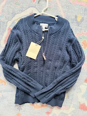NWT Rachel Riley cable knit navy sweater